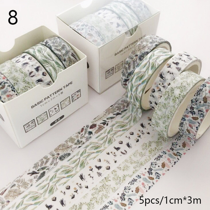 5 unids/set Washi Tape lindo adhesivo de rejilla Color sólido estilo básico cinta adhesiva para pegatinas Scrapbooking DIY álbum de fotos diario: Azul