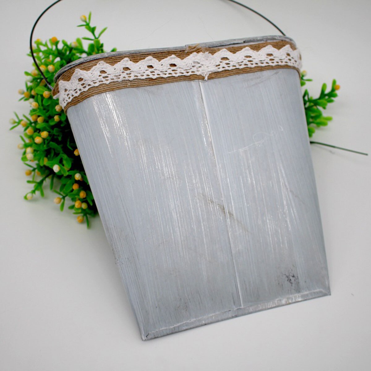 DIY Arts Crafts Flower Bucket Waterproof Mini Buckets Planter Pots Tray with Handles Windowsill Planter for Succulents Herbs