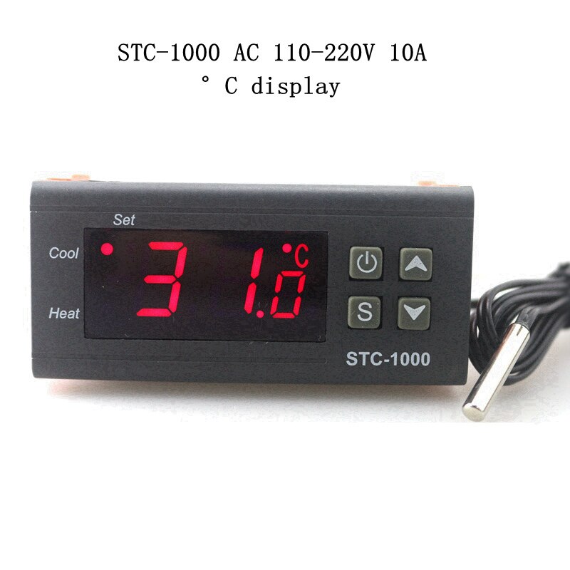 STC 1000 Digital Temperature Controller Two Relay Output LED Thermostat Incubator 110V 220V 10A with Heater and Cooler: STC-1000 110-220V
