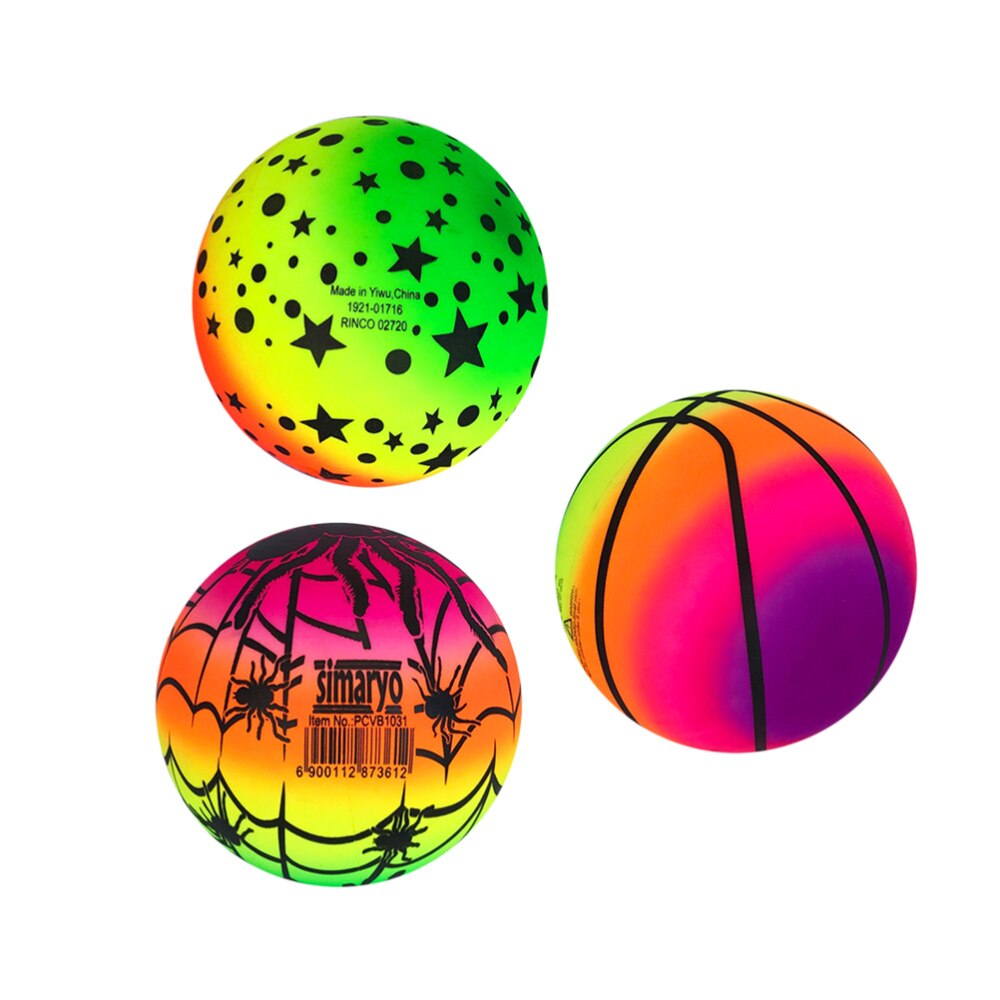 3er Set Regenbogen Strandbälle - Elastisches PVC - für Kinder Indoor Outdoor Spiel: Default Title