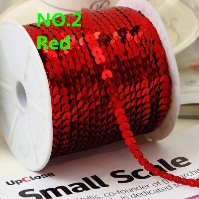 100 Yards 6mm Platte Ronde Pailletten Lint Naaien onTrim, Spangle Pailetten Strings in Roll Voor Ambachten, Vrouwen Doek Accessoires: Red