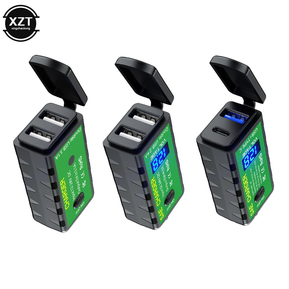 Chargeur USB pour moto TYPE-C, 3,1a/4,8a, SAE vers USB, voltmètre de Type C, interrupteur marche/arrêt, prise étanche à déconnexion rapide, motos
