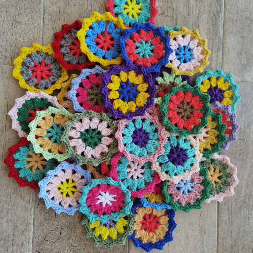 8.5cm Handmade Crochet Original Doilies Flowers Cup Mat Photo Props Decorative Placemat DIY Clothes Accessory Sewing Supplies 50