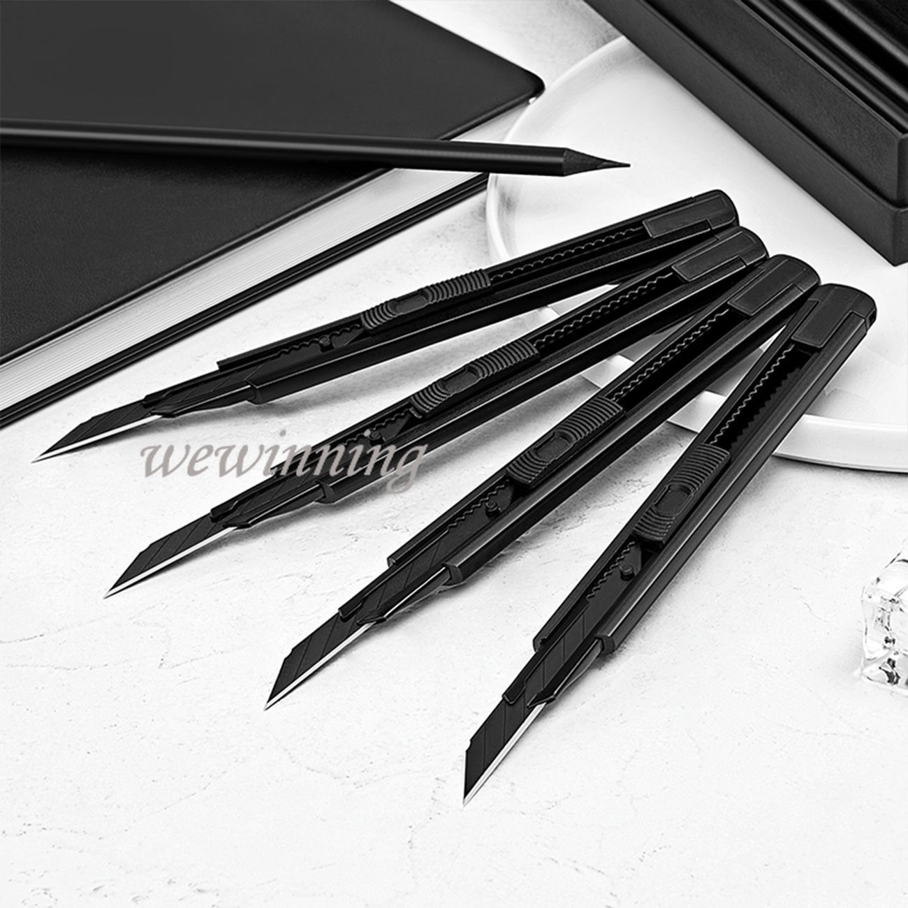 Aluminum Alloy Utility Knife Cut Art Knife Paper Cutter Metal Blade Self-Locking Angle with Fracture Envelope Opener