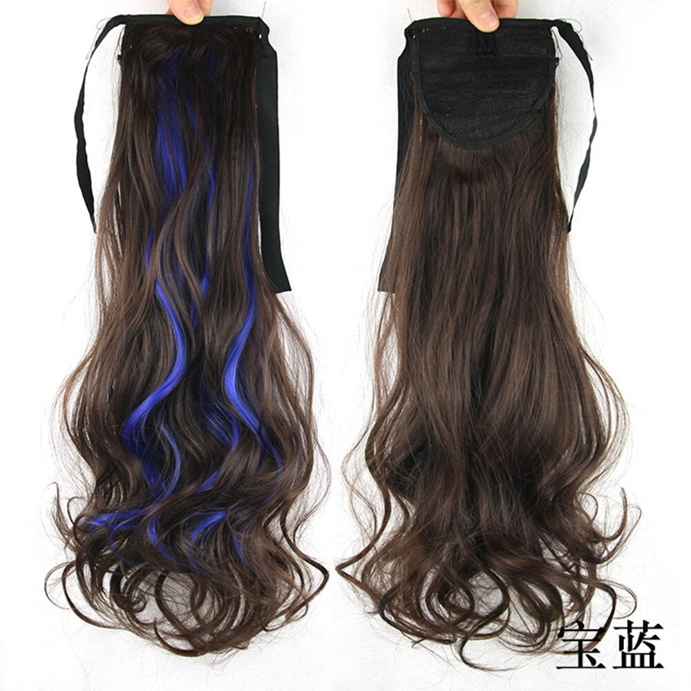 Soowee-coleta de pelo de fibra de alta temperatura, 8 colores, coleta de pelo sintético, Coleta, extensión de cabello con Clip en Rosa y Rojo: T1B / 613