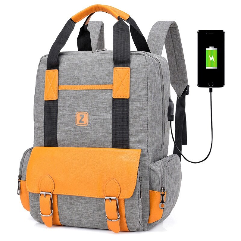 Mode Student Rugzak Tiener Hoge Schooltassen Casual Stijl Rugzak Grote Capaciteit Schooltassen met USB Opladen