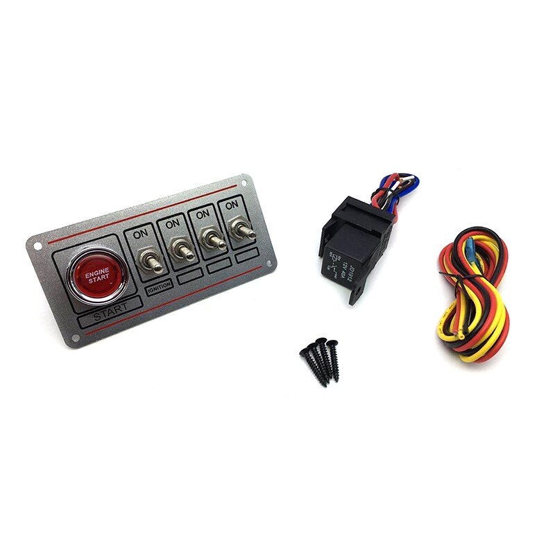 12V Led Ignition Switch Panel Voor Racing Auto Motor Startknop: Silver