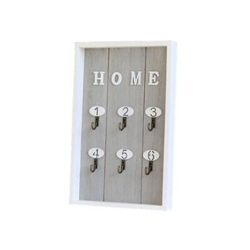 Wall Mounted Key Holder Wooden Key Organizer Hanger With 6 Hook Wall Decorative Holder Key Holder Wall Minimalist Wall Hook: Gray