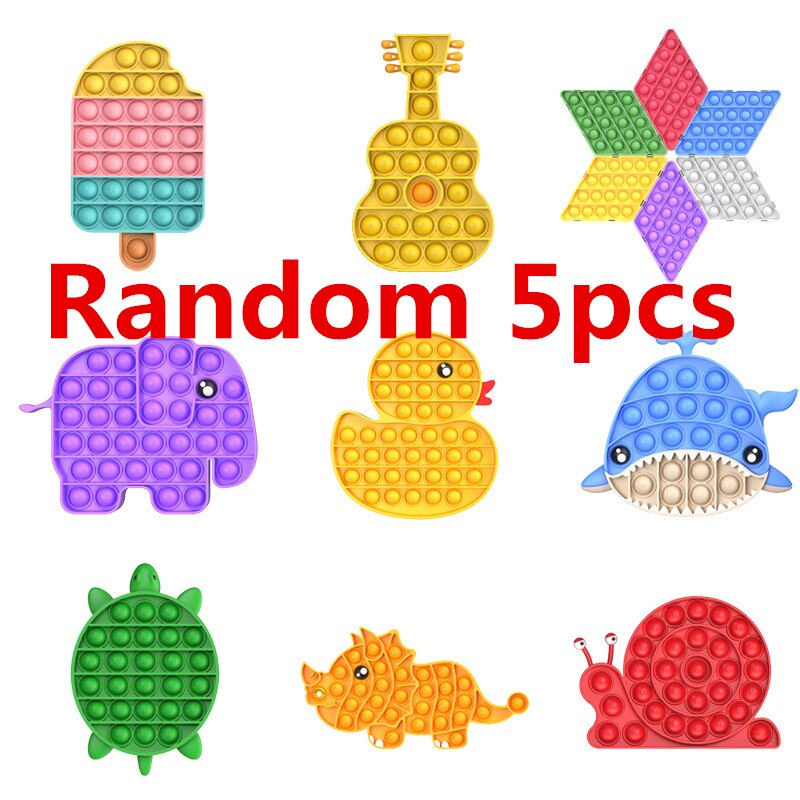 5Pcs/Lot Push Bubble Fidget Sensory Pop It Special Needs Stress Reliever Figet Toys Popit Stress Soft Squeeze Toy: 1