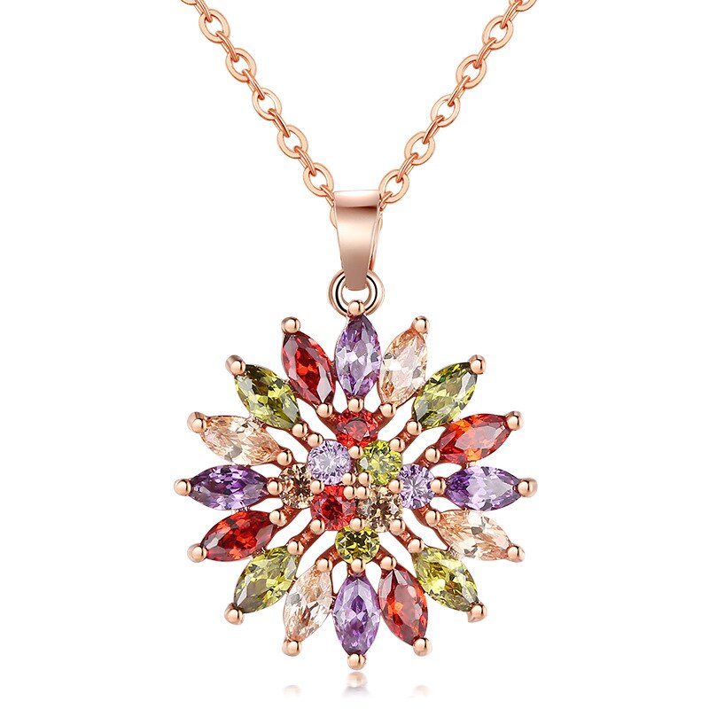 Multicolore zircone pendentif collier de chaîne pull pendentif collier pour les femmes coloré soleil fleur bijoux: Type 1
