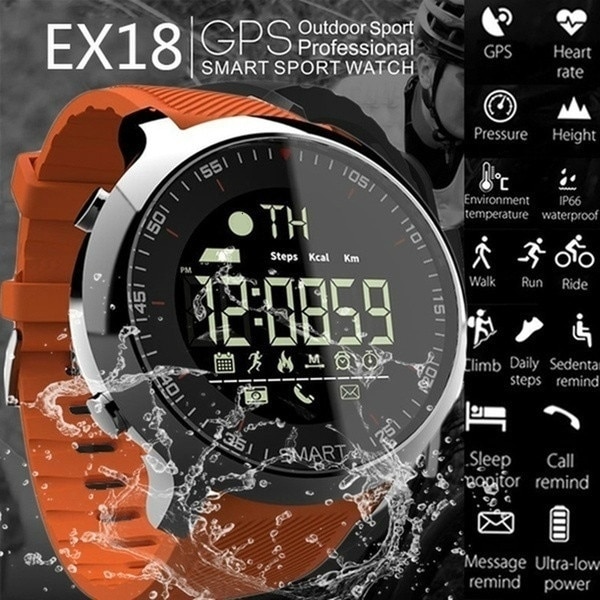 Smart Watch EX18 Sport 5ATM Waterproof Pedometers Tracker Message Reminder bluetooth Outdoor Swimming Men GPS Smartwatch Wristba