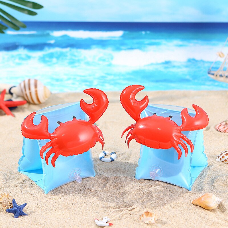 Flotadores de brazo largos blancos con mangas de seda, piña, cereza y flamenco para niños, flotadores de brazo con agua y cangrejo: Crab Arm Floats a Pair Boxed