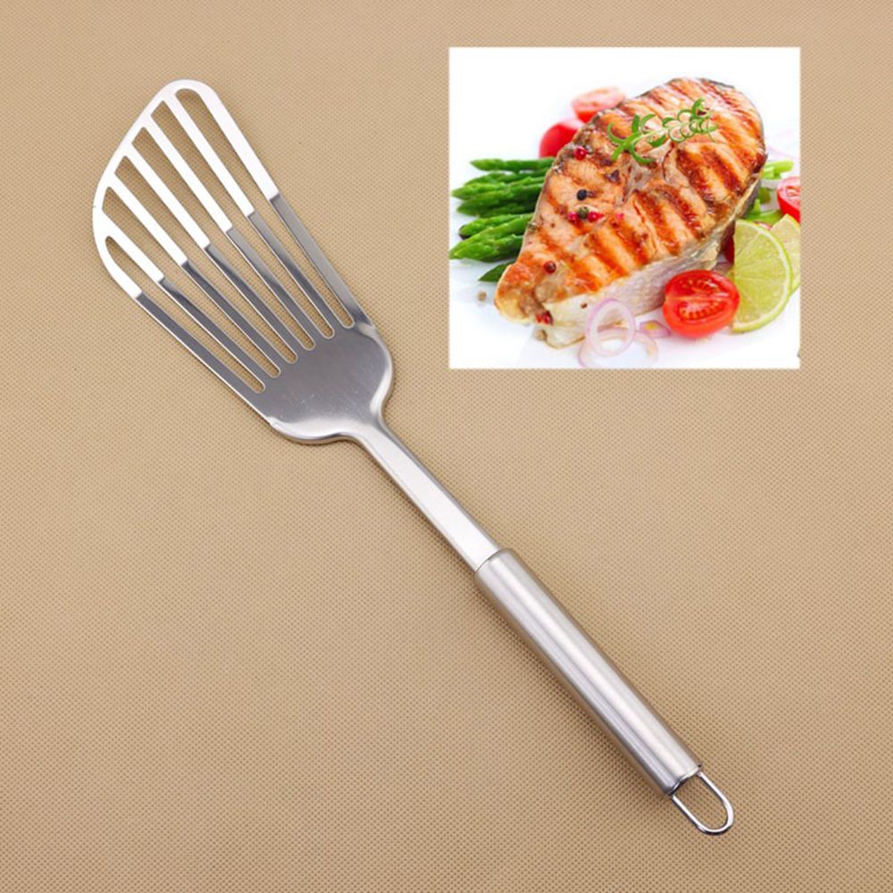 Stainless Steel Slotted Spatula Fish Flat Fish Steak Slice Frying Spatula Fish Turner Shovel Kitchen Supplies Cookware Cooking