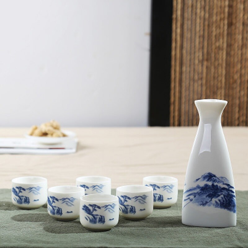 7 st/set keramik keramik sake kopp kanna japan vinglasset vinskål litet keramiskt vinglas: Stil 6