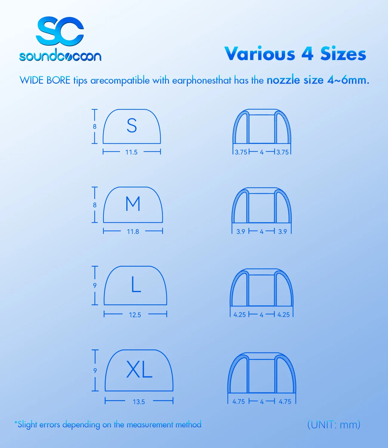 Rose Technics Soundcocoon/SC Liquid Silicone Earphones Eartips For Nozzle 4mm-6mm, Enhanced Bass, Clear Treble Ear Tips For IEMs
