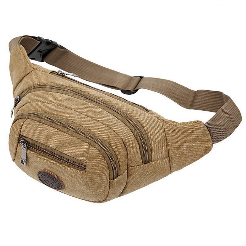 Sac banane en toile de grande capacité pour homme et femme, couleur unie, idéal pour les voyages en plein air: 1