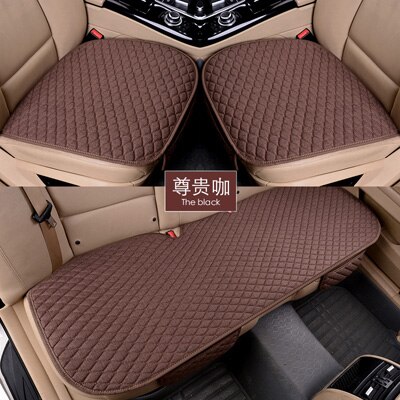 Linen Fabric Car Seat Cover Four Seasons Front And Rear Flax Cushion Breathable Protector Mat Pad Universal Size for Car Care: Brown