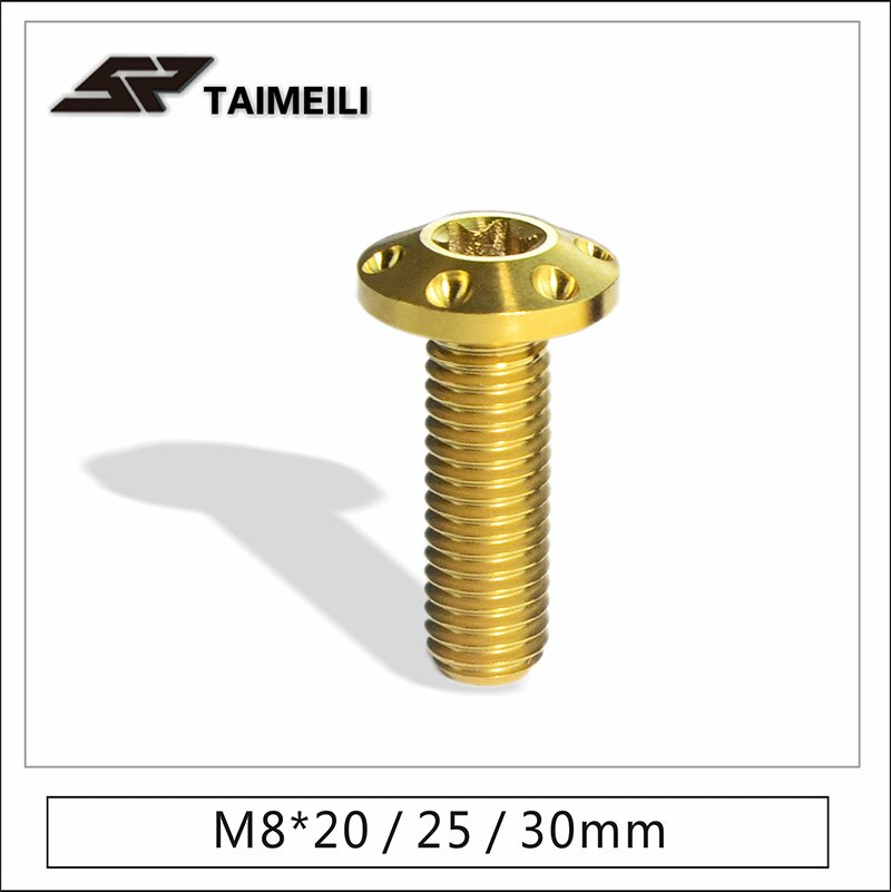 TAIMEILI Titanium Alloy Screw M8X20/25/30mm Motorcycle Brake Disc Screw Inner Plum Blossom Petal Head 1PCS: M8x30mm / No Staircase Gold