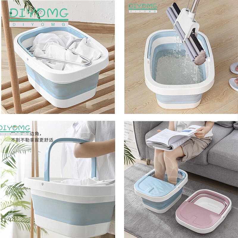 Folding Plastic Bucket Footbath Spa Foot Bath Bucket Basin Sauna Soaking Foaming Massage Bucket Storage Bucket Basket Container