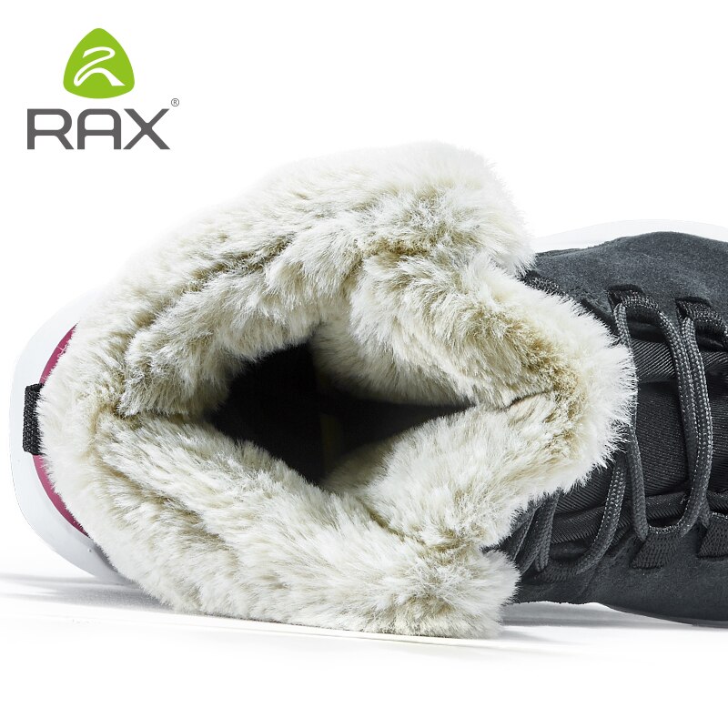 RAX, zapatos de senderismo de cuero genuino para mujer, zapatos de montañismo, botas de nieve de invierno de lana, zapatillas deportivas para mujer, botas para caminar