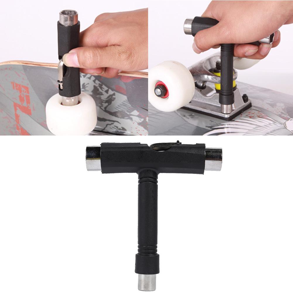 Herramienta de Skate tipo T todo en uno, llave negra, destornillador para monopatín, herramienta de ajuste