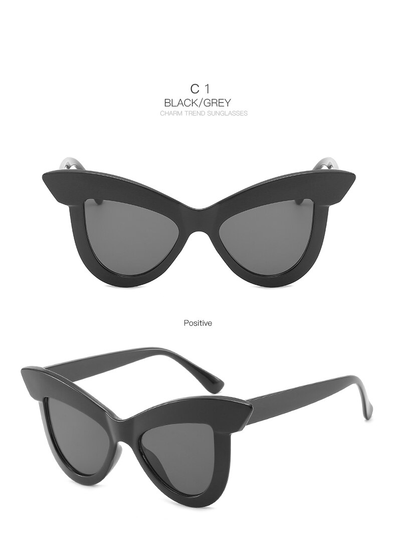 gafas de sol de personalidad cejas grandes ojos de gato senderismo gafas de sol coloridas tendencia de conducción gafas de sol de cruce: 12-BJ5190-C1