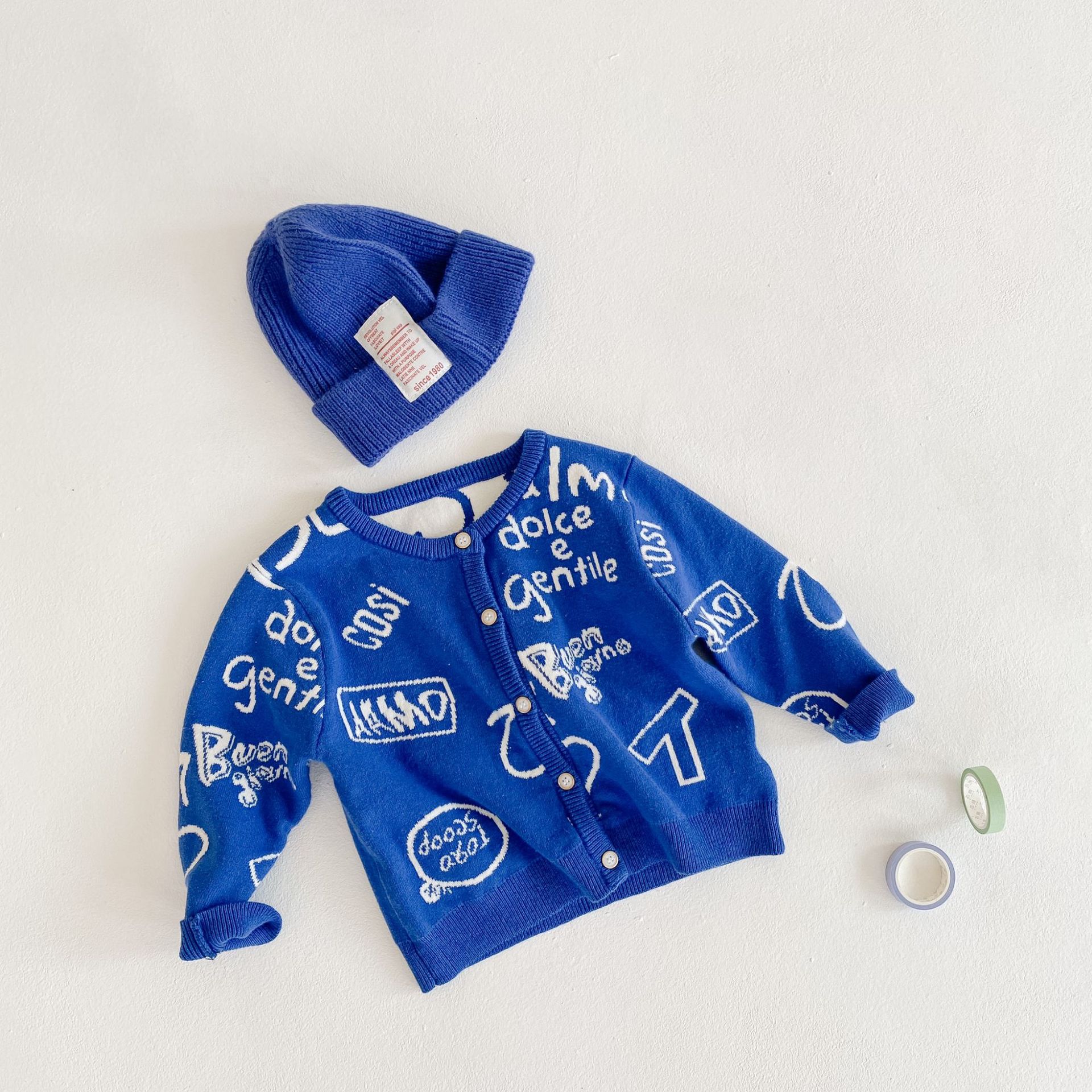 Baby Girl Winter Clothes Baby Girls Long Sleeve Sweaters Cotton Alphabet Graffiti Open Stitch Toddlers Baby Knitted