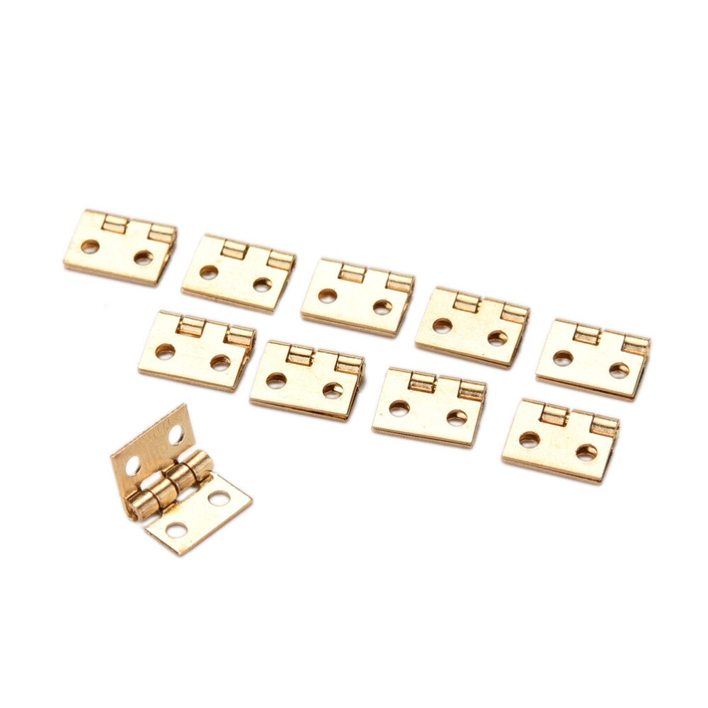 10Pcs Mini Kleine Gouden Metalen Scharnier Voor 1/12 Home Verbeteren Poppenhuis Miniatuur Meubels Met Schroeven