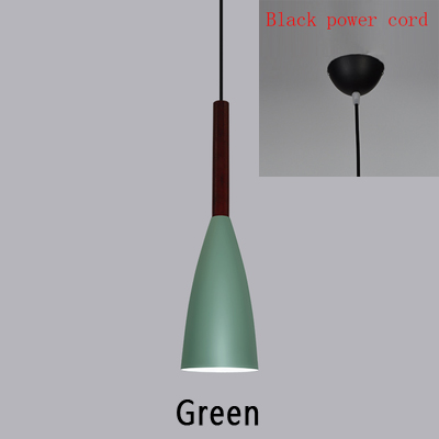 Moderne minimalistisk  e27 pendellamper bar cafe restaurant indretning træ aluminium hængelampe belysning armatur: Grøn