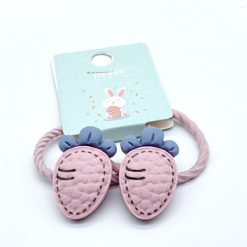 Mini bandeaux pour cheveux mignons de dessin animé pomme carotte, fraise, accessoires pour filles, Mini bandeau gomme colorée,: pink carrot