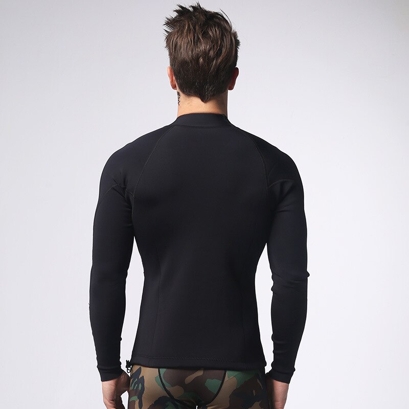 Mænds gym 1.5mm neopren t-shirt langærmethøj elastisk vest body shaper slankende sportstøj toppe