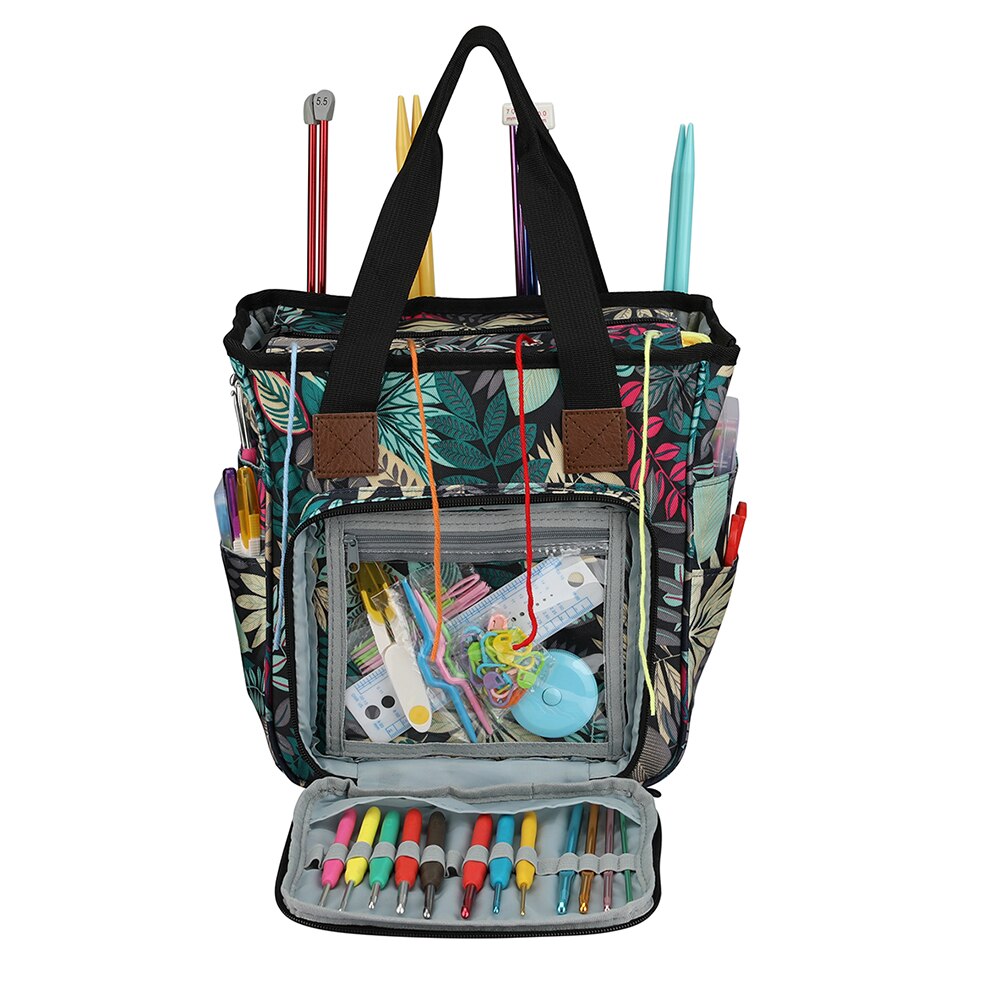 1 Piece 26*25*4CM Style Woolen Bag Blue Leaf Style Bag 600D Oxford Cloth Wool Sewing And Embroidery Tools Storage Bag