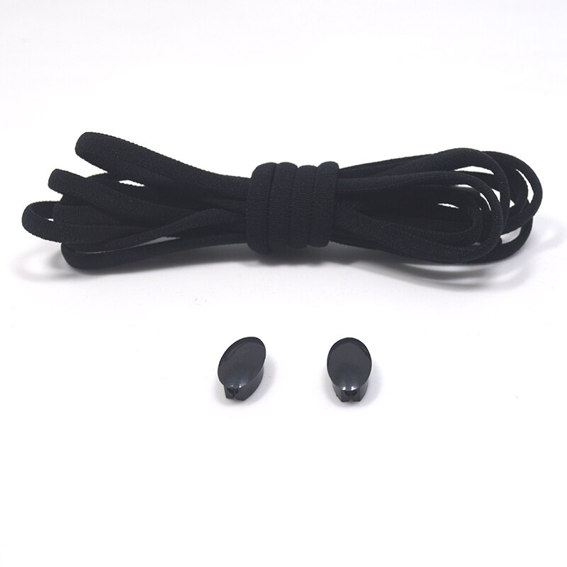 Lacets ronds élastiques, pour les chaussures de sport, pour enfants et adultes, rapides à nouer, faciles à nouer: Black