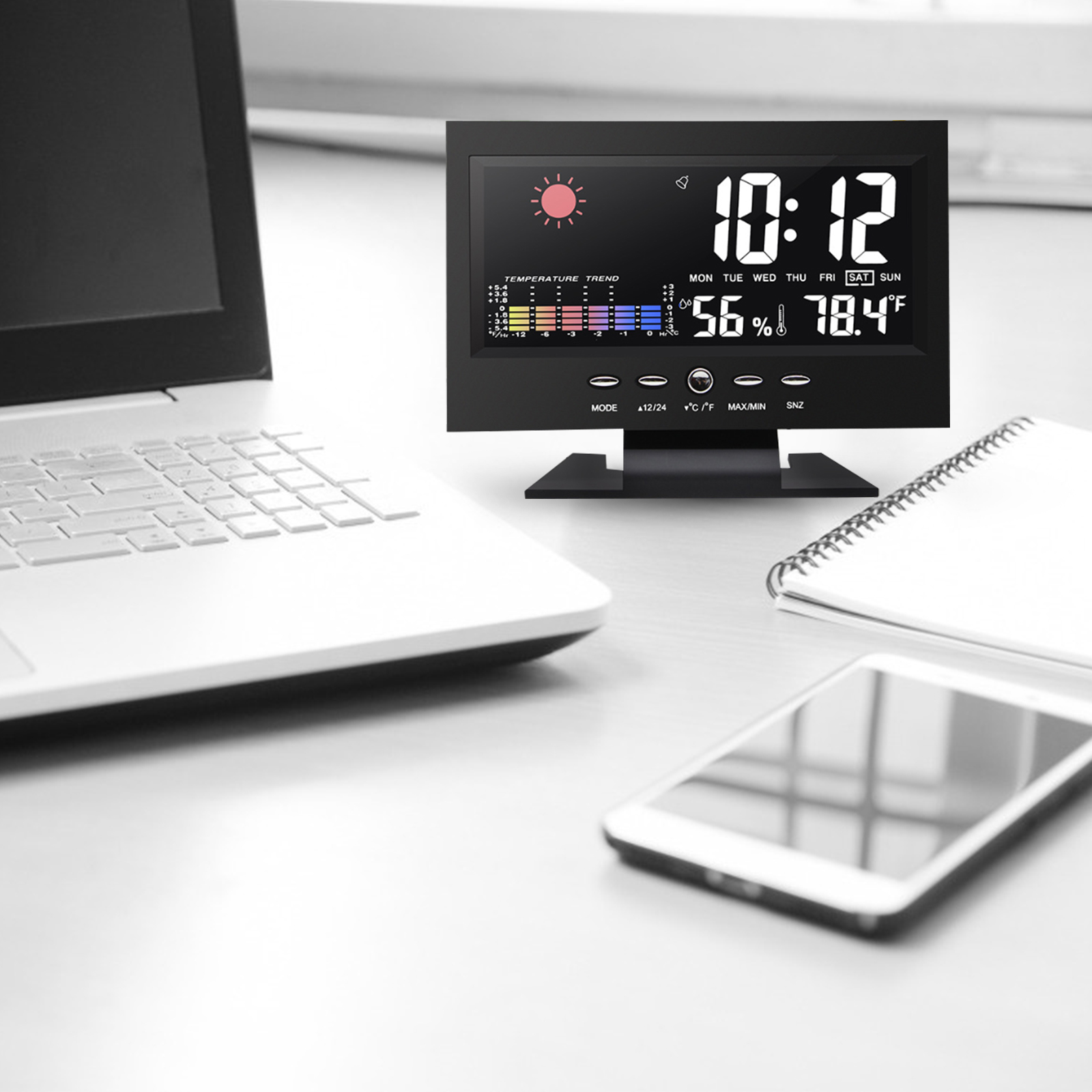 1 Set Electronic Clock Color Screen Calendar Premium Durable Alarm Clock