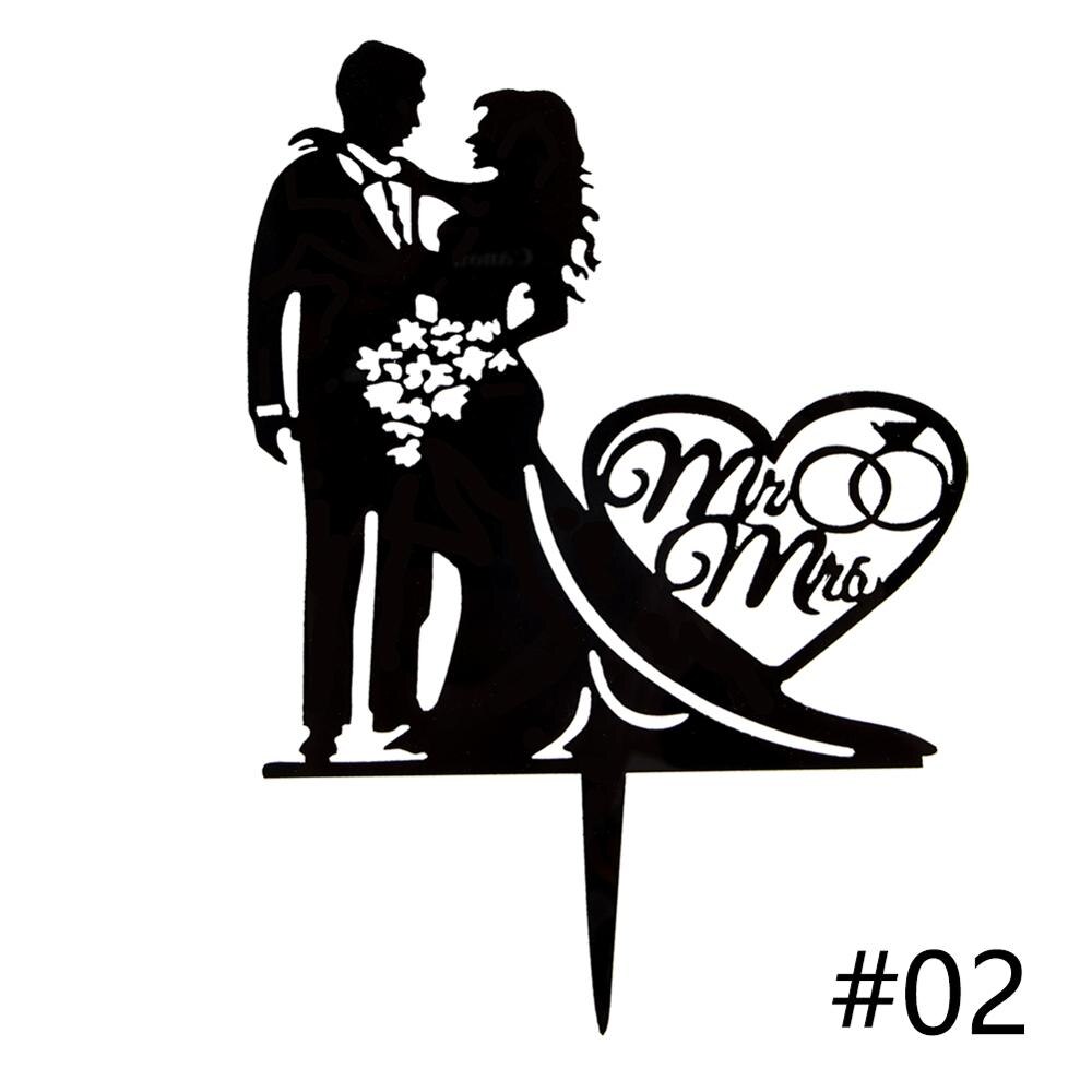 1Pcs Wedding Cake Topper Bride Groom Mr Mrs Acrylic Black Gold Cake Toppers Wedding Decoration Mariage Party Supplies: 02