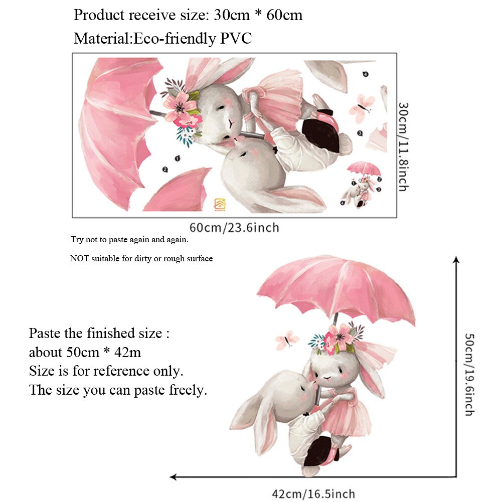 Cute Rabbit Series Wall Sticker For Kids Baby Room Home Decoration Wallpaper Living Room Bedroom Removable Mural Bunny Stickers