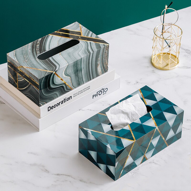 Marble Texture Tissue Box Acrylic Material Desktop Toilet Napkin Holder Office Desk Living Room Bedroom Tissue Protection Box