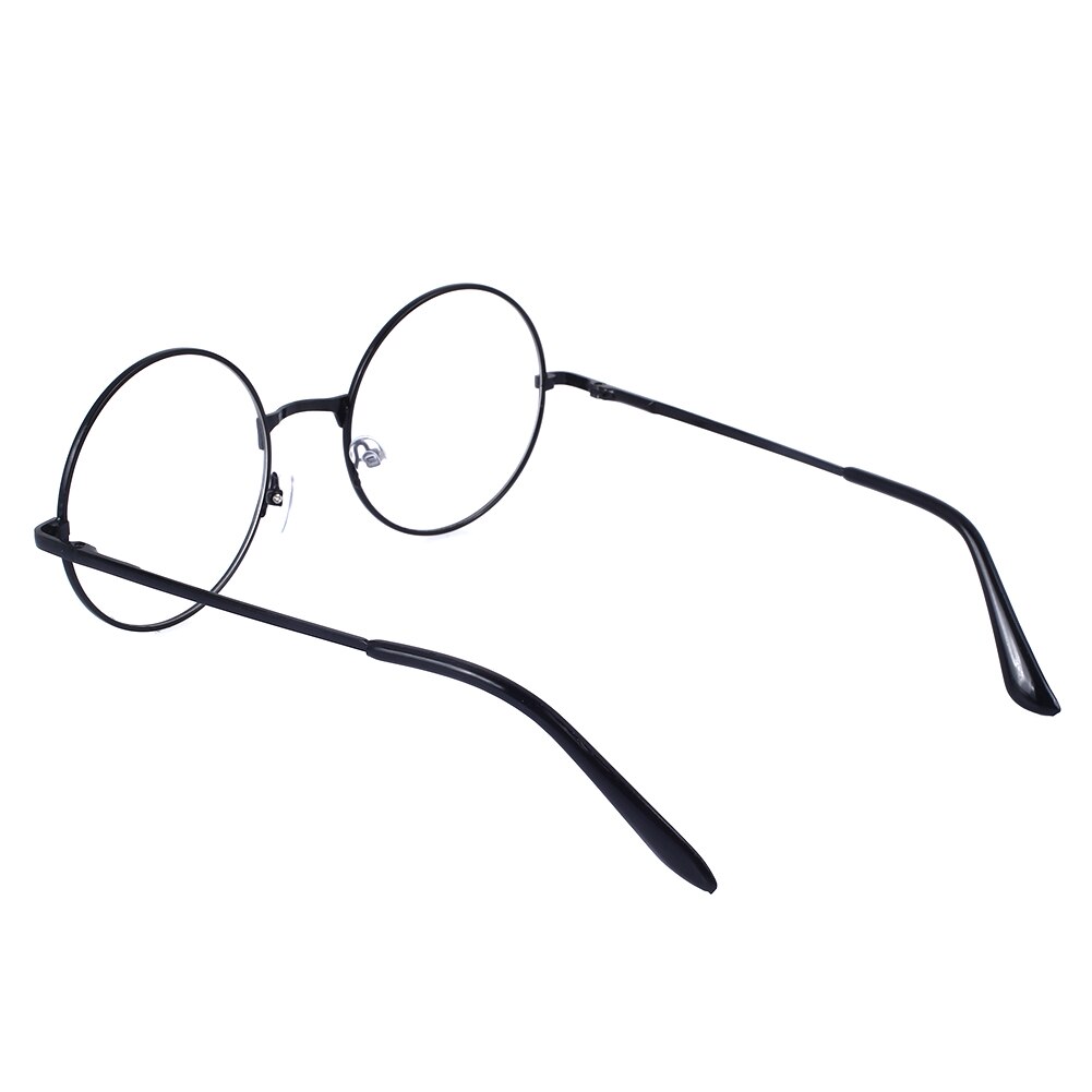Klassiske brilleramme runde linse flade nærsynethed optiske spejl briller originale klare linser briller til mænd kvinder: Sort ramme