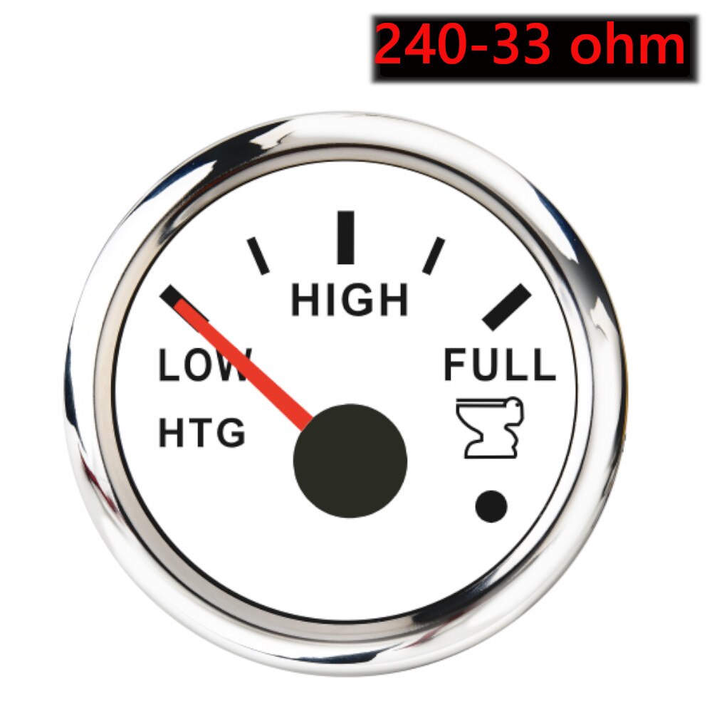 52mm marineholding tank niveaumåler 0-190 ohm 240-33 ohm vandtæt båd spildevands niveau måler htg måler 12v/24v med alarm: Ws 240-33 ohm
