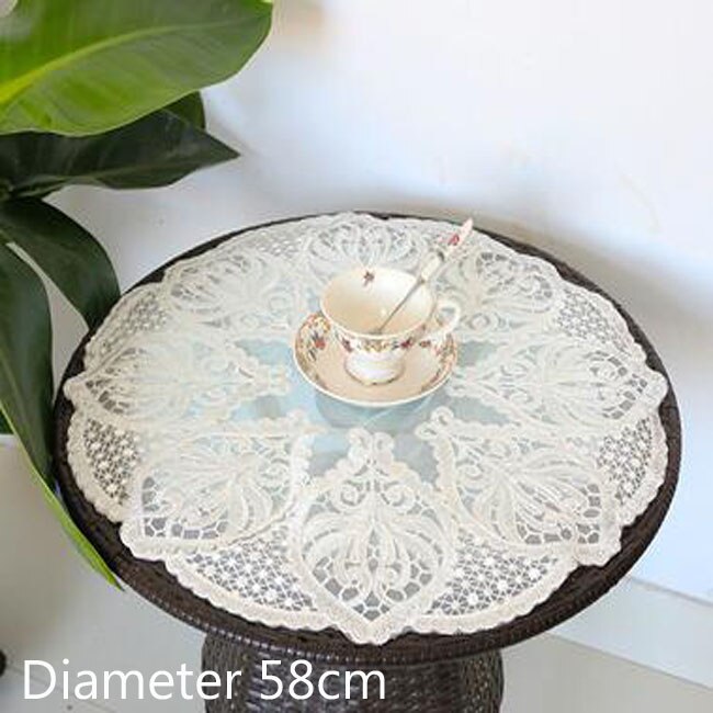 Napperon de table en dentelle 8 motifs, napperon rond de noël en tissu, tasse de mariage, dessous de verre, serviette de cuisine: White 4