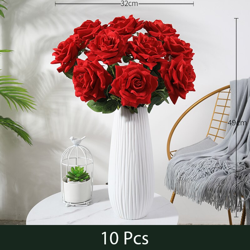10 Pcs Rose Artificielle Flower Silk Rose Flower 50cm High Wedding Flowers Decoration Luxury Home Decor Valentine Day