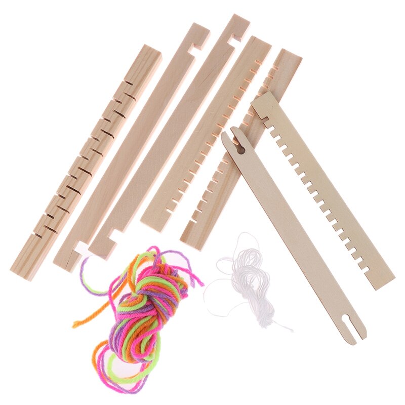 Mini doe-het-zelf traditioneel houten weefgetouw voor kinderen, handbreimachine en accessoires