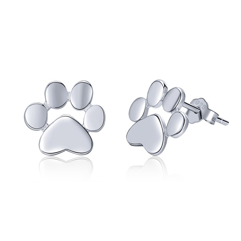 Wostu Real 925 Sterling Zilver Leuke Hond Voetafdrukken Tiny Stud Oorbellen Voor Vrouwen Party S925 Zilveren Sieraden CQE407: CQE407-2