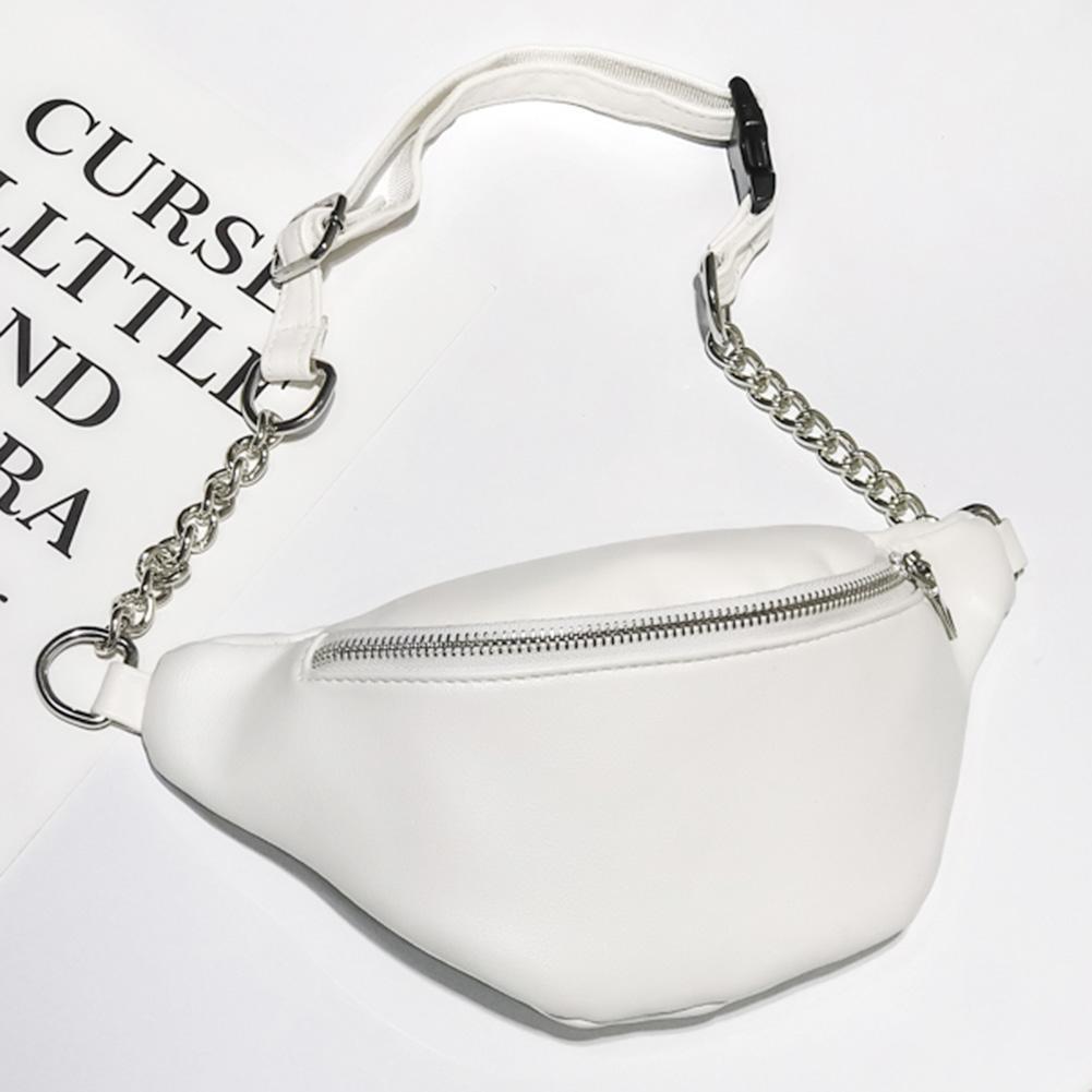 Femmes taille sac Fanny Pack réglable bourse en polyuréthane petit sac à main téléphone clé pochette solide décontracté léger taille Pack: WHITE