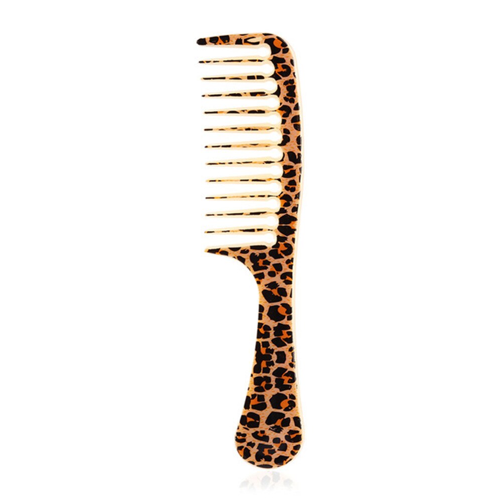 Moda barato pente de cabelo largo do dente estilo leopardo plástico detangler pente para longo pente de cabelo encaracolado para meninas: yellow