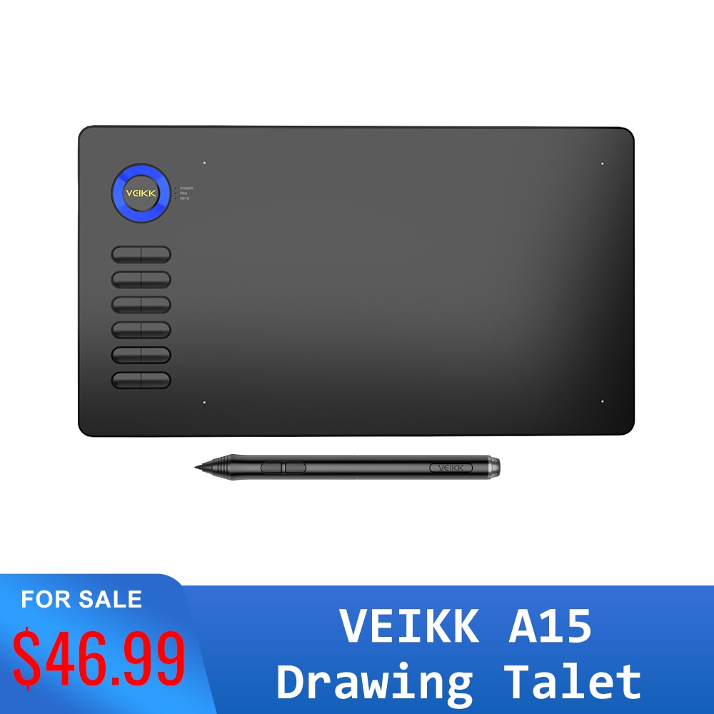 VEIKK Drawing Tablet A15/A30/A50/S640 Graphic Tablet Digital Drawing Tablet 8192 Induction Levels Button Beginner