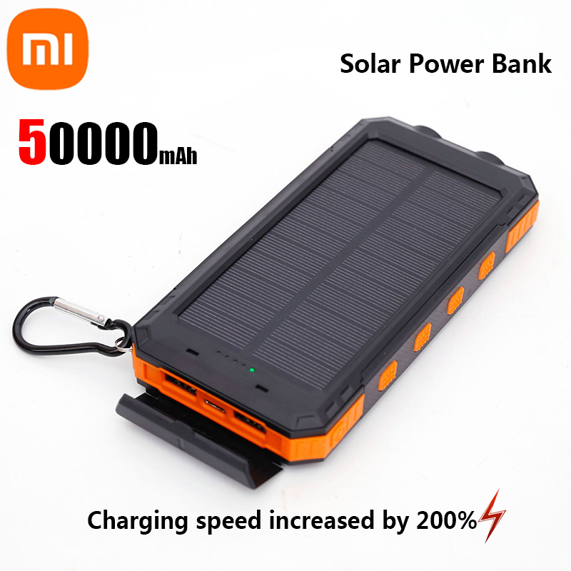 Xiaomi 200000 Cargador portátil de gran capacidad Solar Power Bank mAh Compatible con IOS Android USB-A y USB-C de carga rápida: green