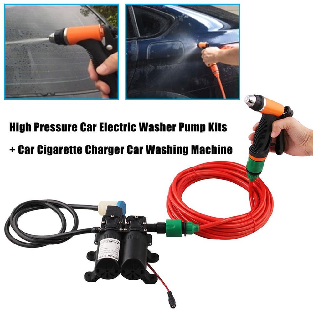12V Draagbare Hogedruk Washdown Dek Pomp 100W Zelfaanzuigende Quick Car Cleaning Wassen Pomp Elektrische Wasmachine kit