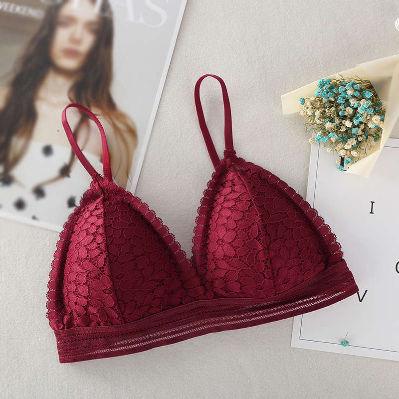 Vrouwen Draadloze Dunne Ondergoed Sexy Lingerie Zachte Bras Vrouwen Bralette Naadloze Kanten Beha: Rood