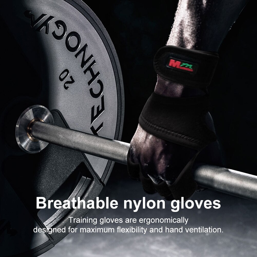 1pair Gym Fitness Wrist Support Non Slip Workout Sports Weight Lifting Gloves Strong Grip Bodybuilding Adjustable Pull Ups